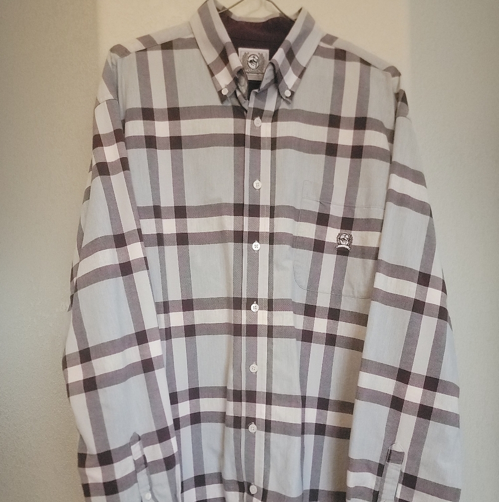 Cinch Western Button Front Shirt Mens Large Purple Striped Long Sleeve Collared